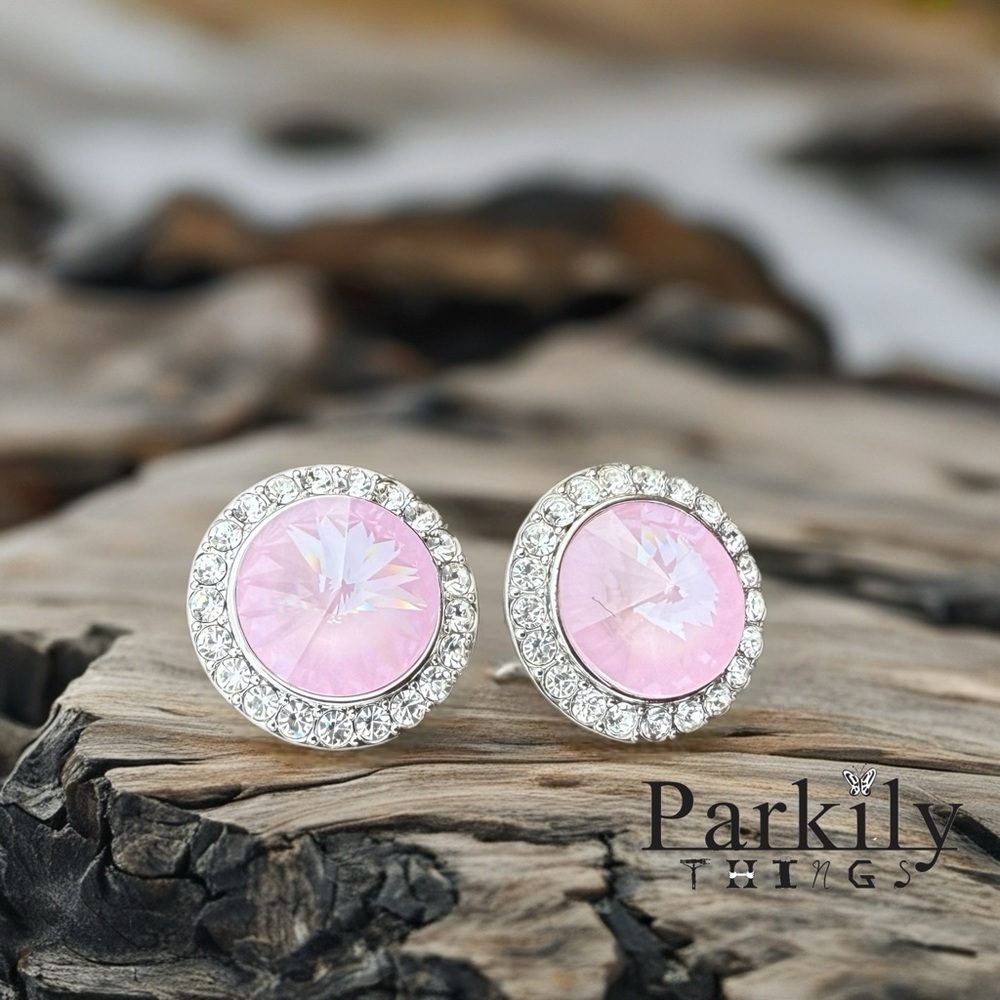 Handcrafted earrings with soft pink Swarovski crystal